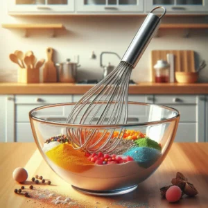 Hand whisk for mixing panna cotta ingredients