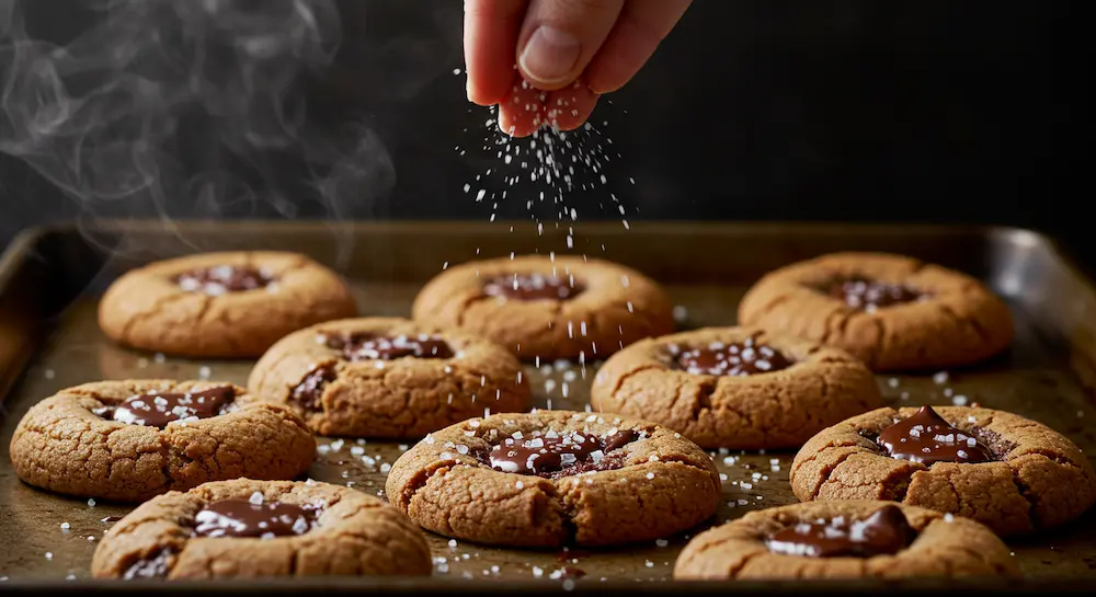 Tapping cookie tray for perfect thickness
