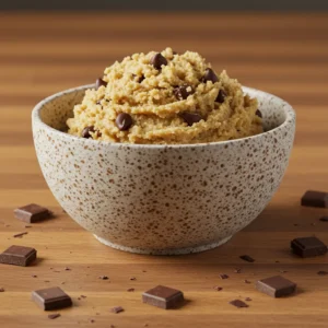 Cookie dough in artisan ceramic mixing bow
