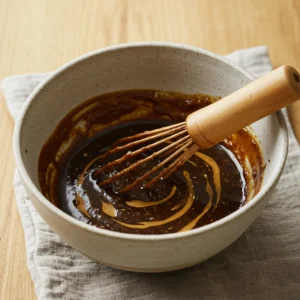 Ceramic bowl with umami miso marinade for salmon