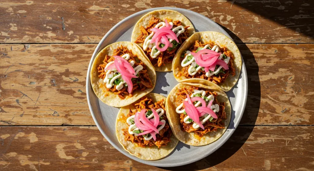 Easy 30-minute carnitas tacos with crispy pork, pickled onions, and crema – better than street food