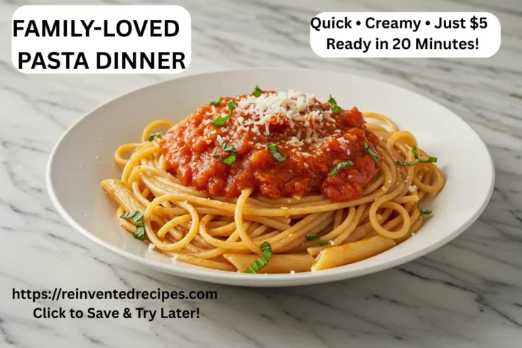 Creamy garlic tomato pasta in recipe card