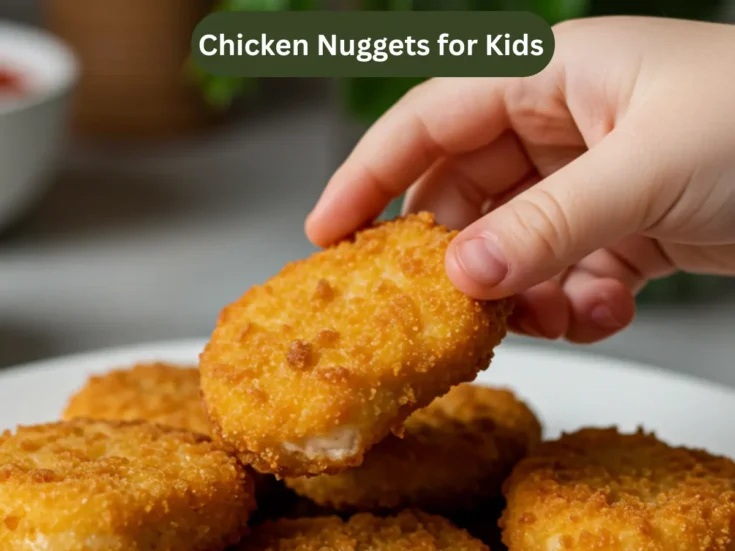Printable recipe card for easy homemade chicken nuggets