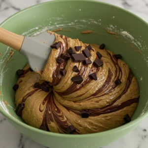 Folding artisan chocolate into cookie dough