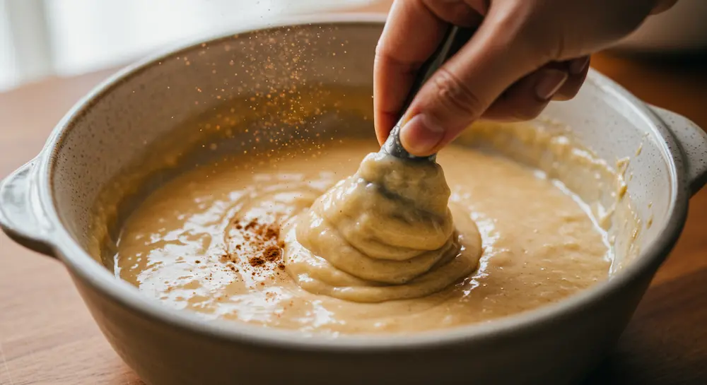 Close-up of smooth pancake batter