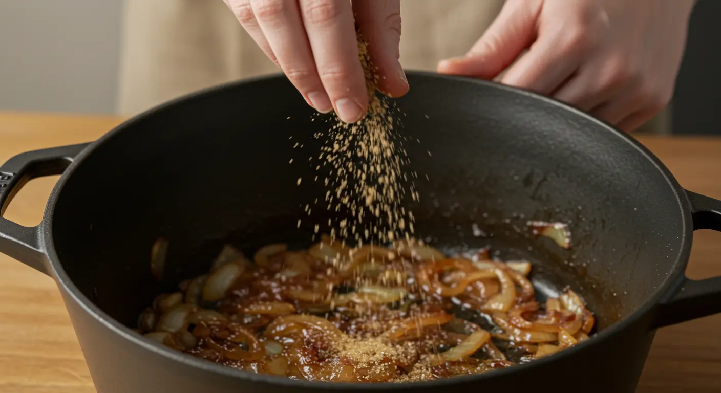 Adding brown sugar to caramelizing onions