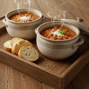 Rustic ovenproof ceramic bowls for French onion soup