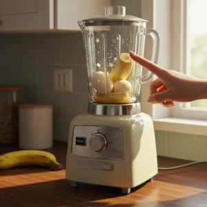 Blender making banana egg pancake batter