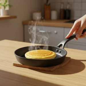 Non-stick pan cooking banana egg pancake