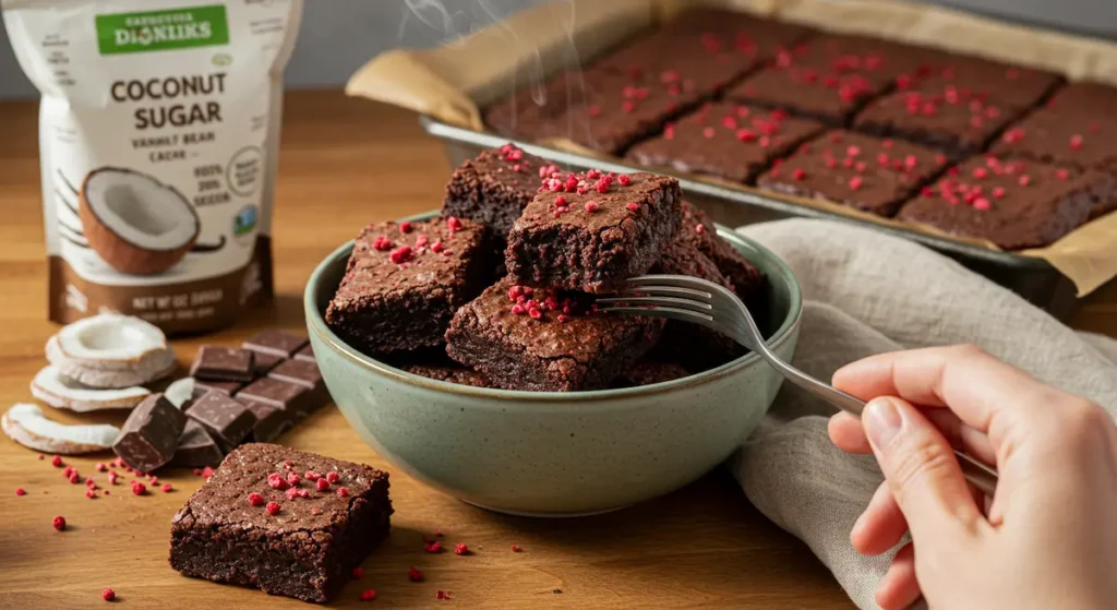 Fudgy Brownies: Gooey homemade fudgy brownies with crushed raspberries, baked in one pan and ready in 30 minutes