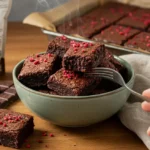 Fudgy Brownies: Gooey homemade fudgy brownies with crushed raspberries, baked in one pan and ready in 30 minutes