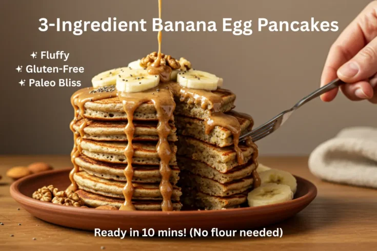 Perfect banana egg pancake stack hero shot