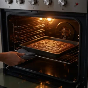Brownies baking in oven at 325°F