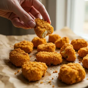 Crispy golden cauliflower nuggets fresh from air frye